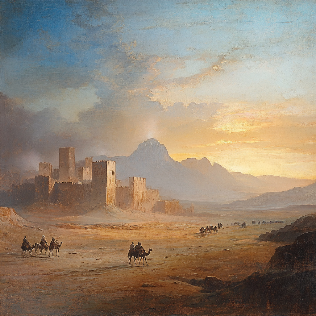 Panoramic View of the Najdi Desert at Dawn